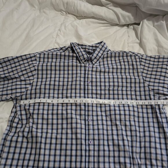 Britches Blue yellow White Plaid Short Sleeve Button Shirt Men Size 2XL 2X Large - Picture 5 of 5